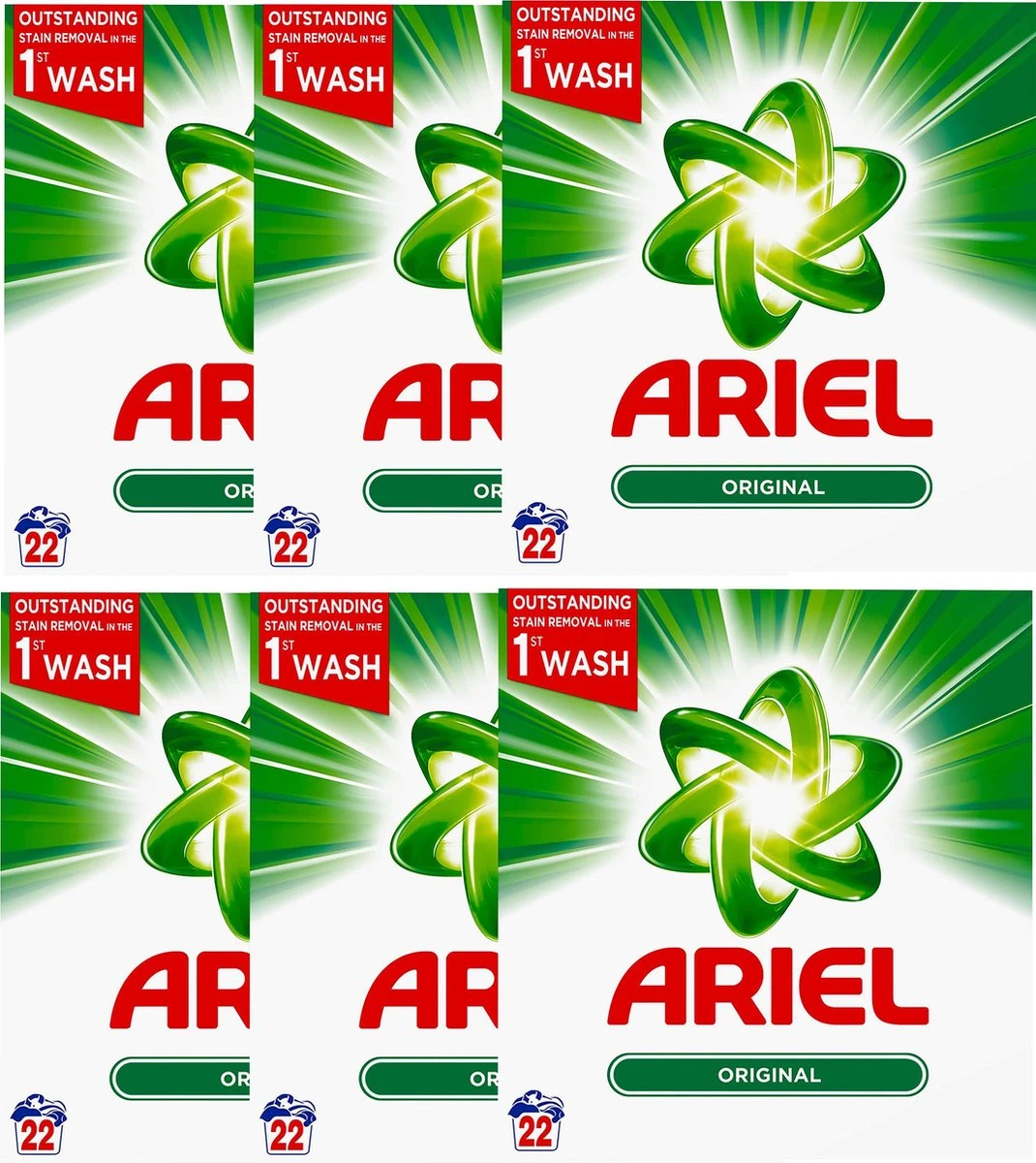 Ariel - Waspoeder - Original - 6 X 1,43kg (132 Wasbeurten) 1 Ariel - Waspoeder - Original - 6 X 1,43kg (132 Wasbeurten)