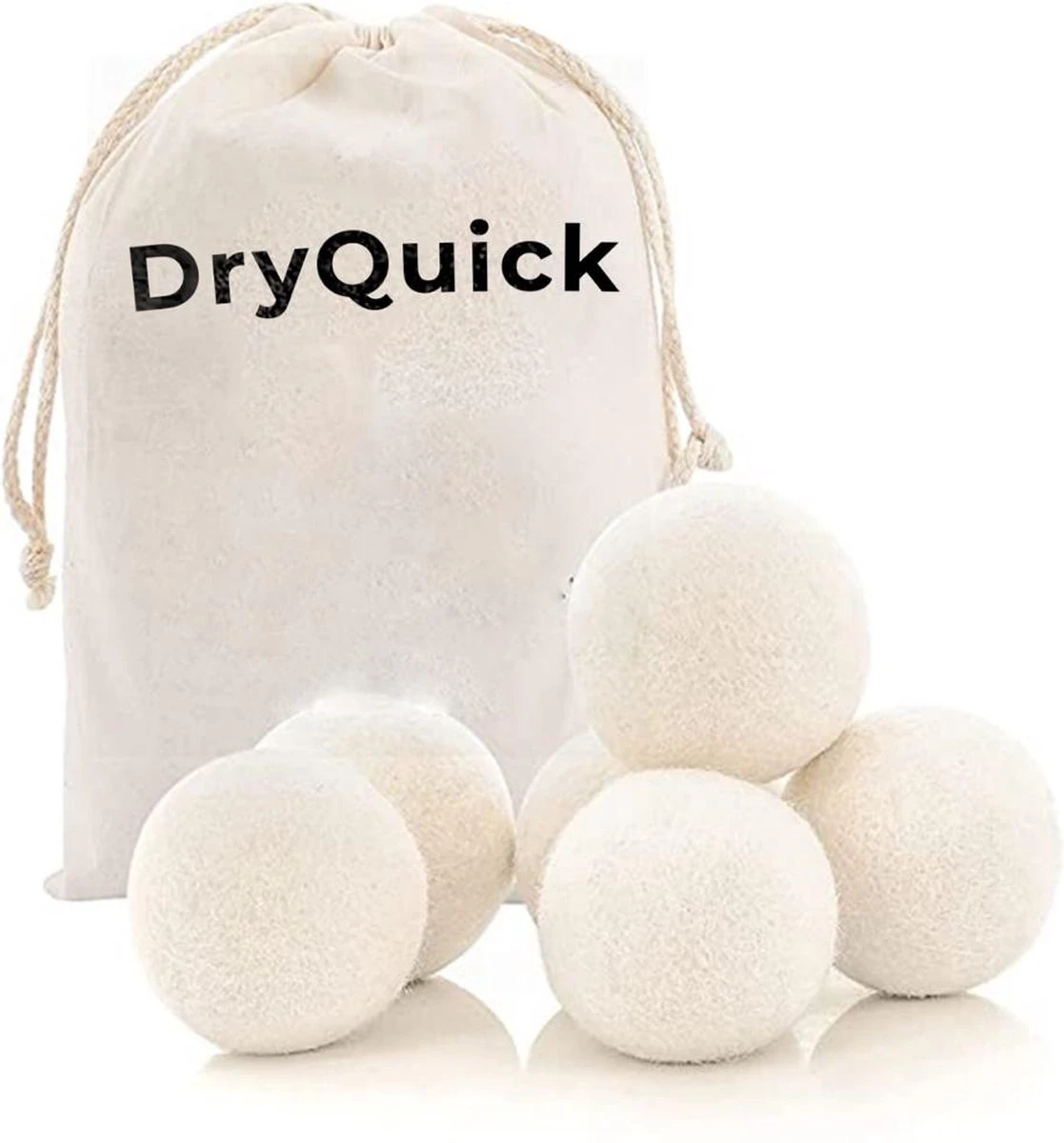 DRYQUICK Drogerballen- Wasbollen- Duurzaam Schapenwol - Herbruikbaar- 6 XL Wasballen Wit 1 DRYQUICK Drogerballen- Wasbollen- Duurzaam Schapenwol - Herbruikbaar- 6 XL Wasballen Wit