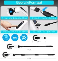 Merkloos Scrubclean Elektrische Schoonmaakborstel-7 In 1 Schrobber Met Steel-2 Standen Poetsmachine-max 130cm-badkamer/keuken/auto +gratis Houder 13 Merkloos Scrubclean Elektrische Schoonmaakborstel-7 In 1 Schrobber Met Steel-2 Standen Poetsmachine-max 130cm-badkamer/keuken/auto +gratis Houder -Dagelijkse Producten Winkel 1150x1200