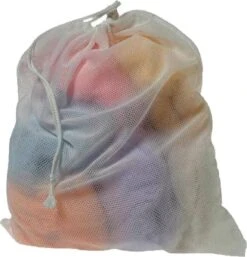 Wasnet Waszak - Groot - XL - 60 X 80 CM - Wit - Treksysteem - Trekbandsluiting - Polyester - Laundry Bag