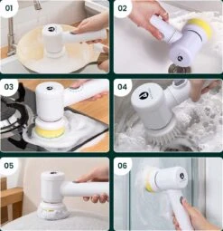 Apeiron Elektrische Schoonmaakborstel - Poetsmachine - Poliermachine - Schrobborstel - Handborstel - Werkborstel - Schrobber - Boorborstel - Wasborstel - Schoonmaakmiddelen - Reinigingsborstel - 3 Opzetstukken -Dagelijkse Producten Winkel 1164x1200 2