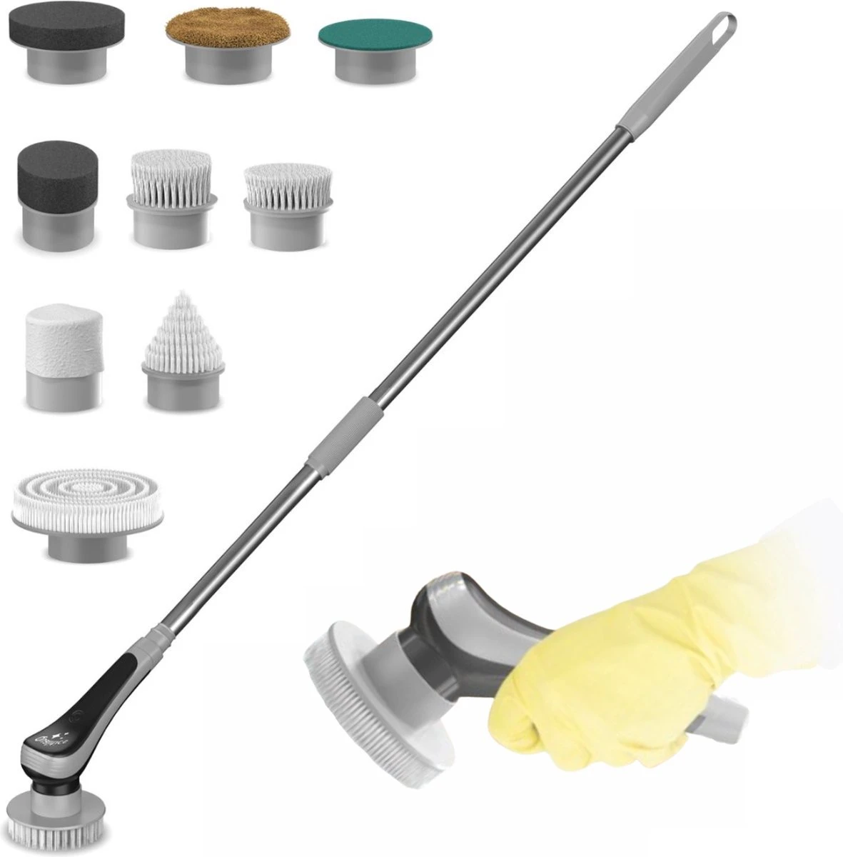 Qualitics Elektrische Schoonmaakborstel - Roterende Polijstmachine - Schrobborstel - Poetsmachine - Vloerreiniger Met 10 Opzetstukken 1 Qualitics Elektrische Schoonmaakborstel - Roterende Polijstmachine - Schrobborstel - Poetsmachine - Vloerreiniger Met 10 Opzetstukken