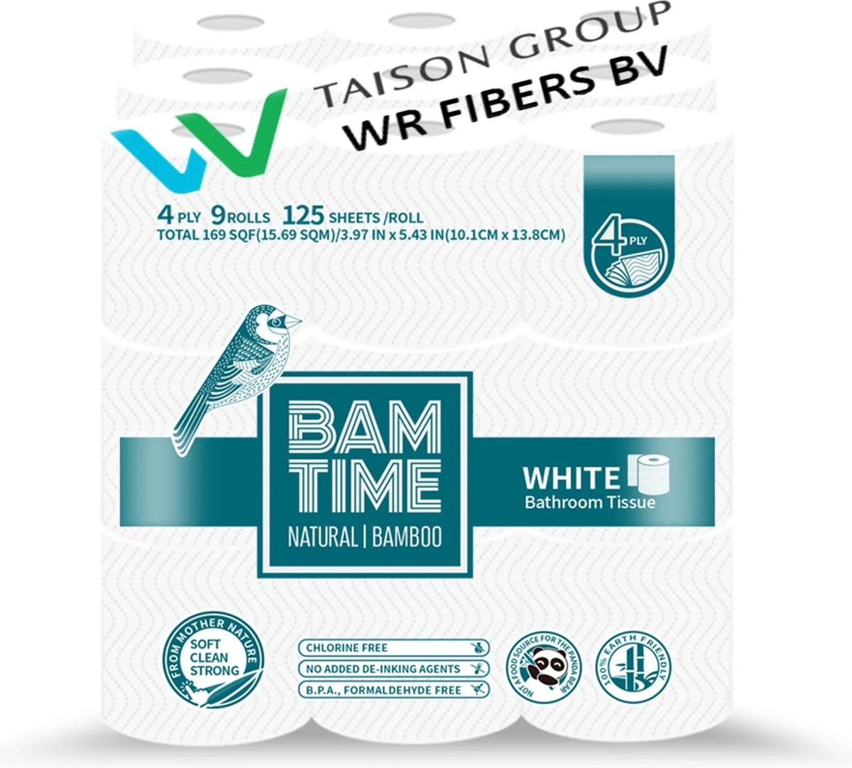 BAMTIME BamboeTissuepapier 4-laags Wc Papier - Wit Color Gebleekt 27 (3*9) Rollen 1 BAMTIME BamboeTissuepapier 4-laags Wc Papier - Wit Color Gebleekt 27 (3*9) Rollen