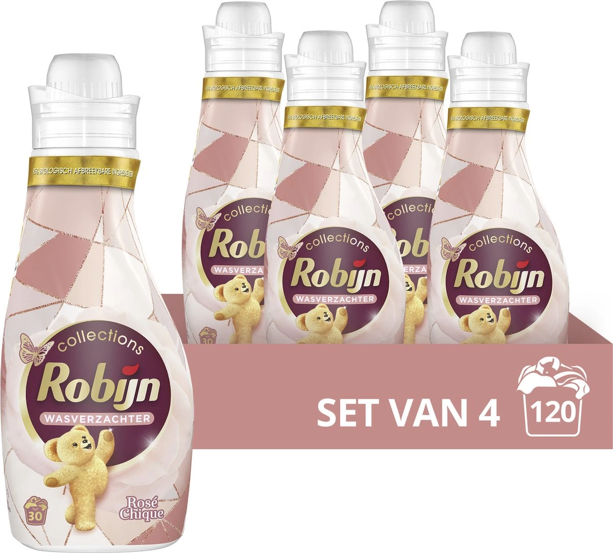 Robijn Collections Rosé Chique Wasverzachter - 4 X 750 Ml - Voordeelverpakking 1 Robijn Collections Rosé Chique Wasverzachter - 4 X 750 Ml - Voordeelverpakking