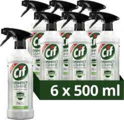 Uitgelichte producten 9 Cif Disinfect & Shine Original Desinfectie Spray - 6 X 500 Ml - Voordeelverpakking