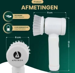 Apeiron Elektrische Schoonmaakborstel - Poetsmachine - Poliermachine - Schrobborstel - Handborstel - Werkborstel - Schrobber - Boorborstel - Wasborstel - Schoonmaakmiddelen - Reinigingsborstel - 3 Opzetstukken -Dagelijkse Producten Winkel 1200x1170 2
