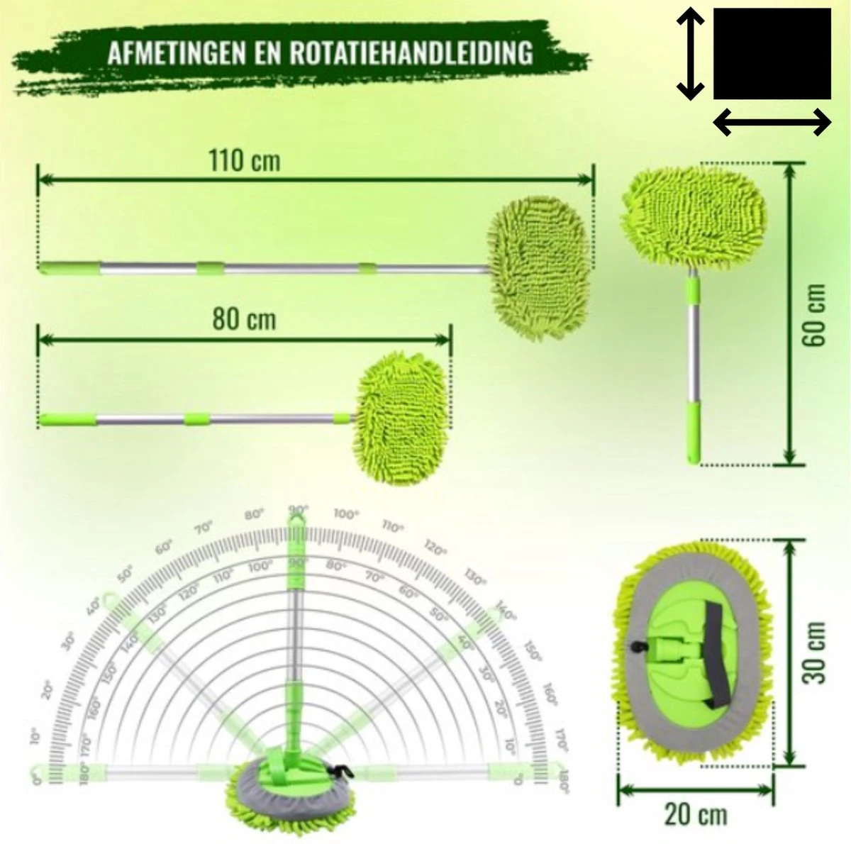 Merkloos Professionele Telescopische Wasborstel + Tonova Pen - Auto Schoonmaakborstel - Anti Slip - Auto, Caravan & Camper - Uitschuifbaar - Groen 3 Merkloos Professionele Telescopische Wasborstel + Tonova Pen - Auto Schoonmaakborstel - Anti Slip - Auto, Caravan & Camper - Uitschuifbaar - Groen - Afbeelding 3