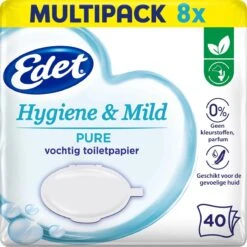 Uitgelichte producten 22 Edet Pure Vochtig Toiletpapier - 8 X 40 Stuks - Halfjaar Voorraad