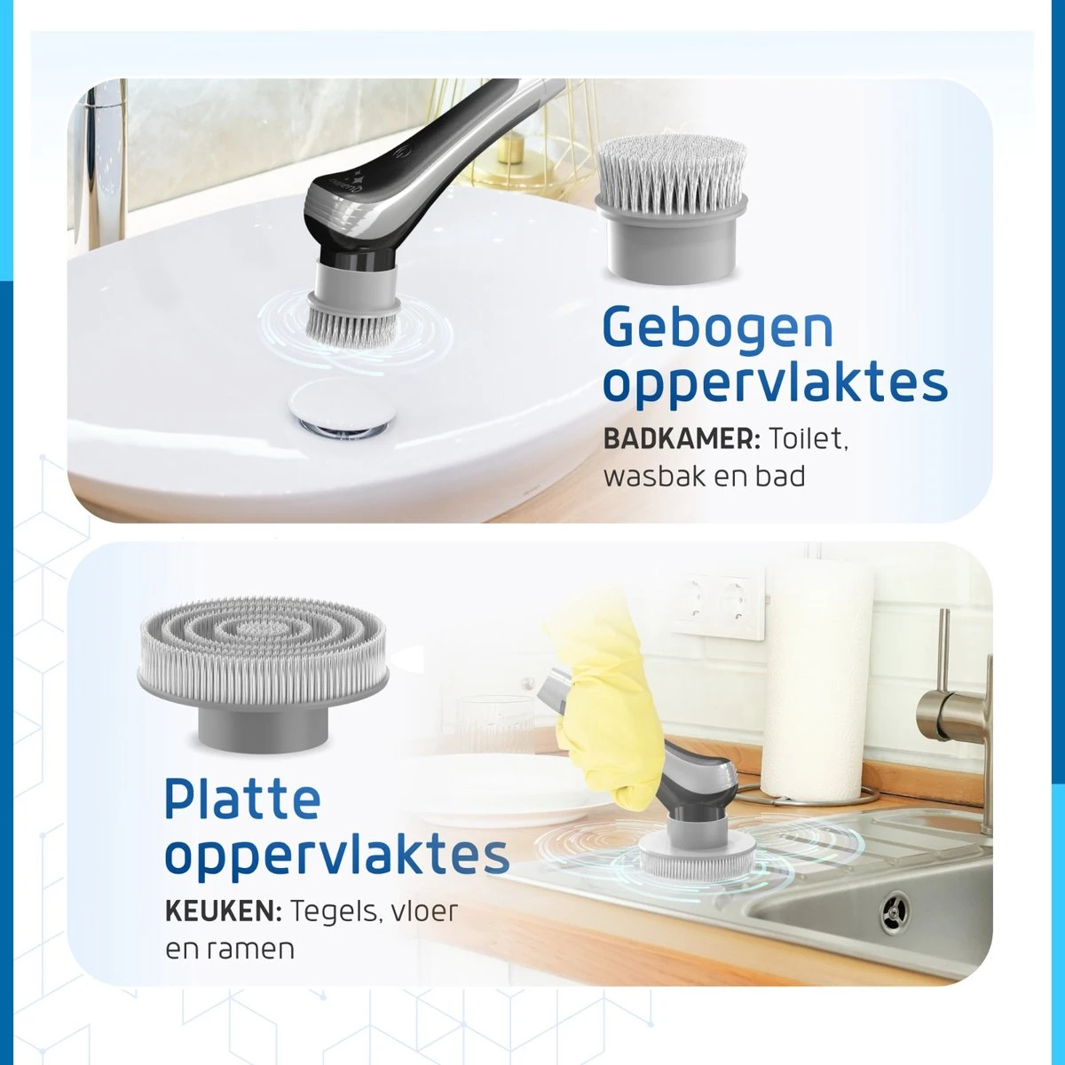 Qualitics Elektrische Schoonmaakborstel - Roterende Polijstmachine - Schrobborstel - Poetsmachine - Vloerreiniger Met 10 Opzetstukken 9 Qualitics Elektrische Schoonmaakborstel - Roterende Polijstmachine - Schrobborstel - Poetsmachine - Vloerreiniger Met 10 Opzetstukken - Afbeelding 9