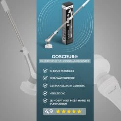GoScrub® Elektrische Schoonmaakborstel – Elektrische Schrobber - Schrobborstel – Voor Badkamer Of Keuken – Schrobber Met Steel – Luiwagen – Polijstmachine - Poetsmachine Met 10 Opzetstukken -Dagelijkse Producten Winkel 1200x1200 1211