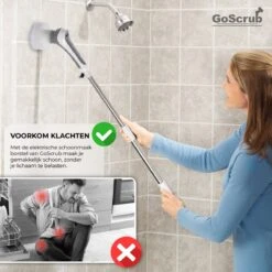 GoScrub® Elektrische Schoonmaakborstel – Elektrische Schrobber - Schrobborstel – Voor Badkamer Of Keuken – Schrobber Met Steel – Luiwagen – Polijstmachine - Poetsmachine Met 10 Opzetstukken -Dagelijkse Producten Winkel 1200x1200 1214
