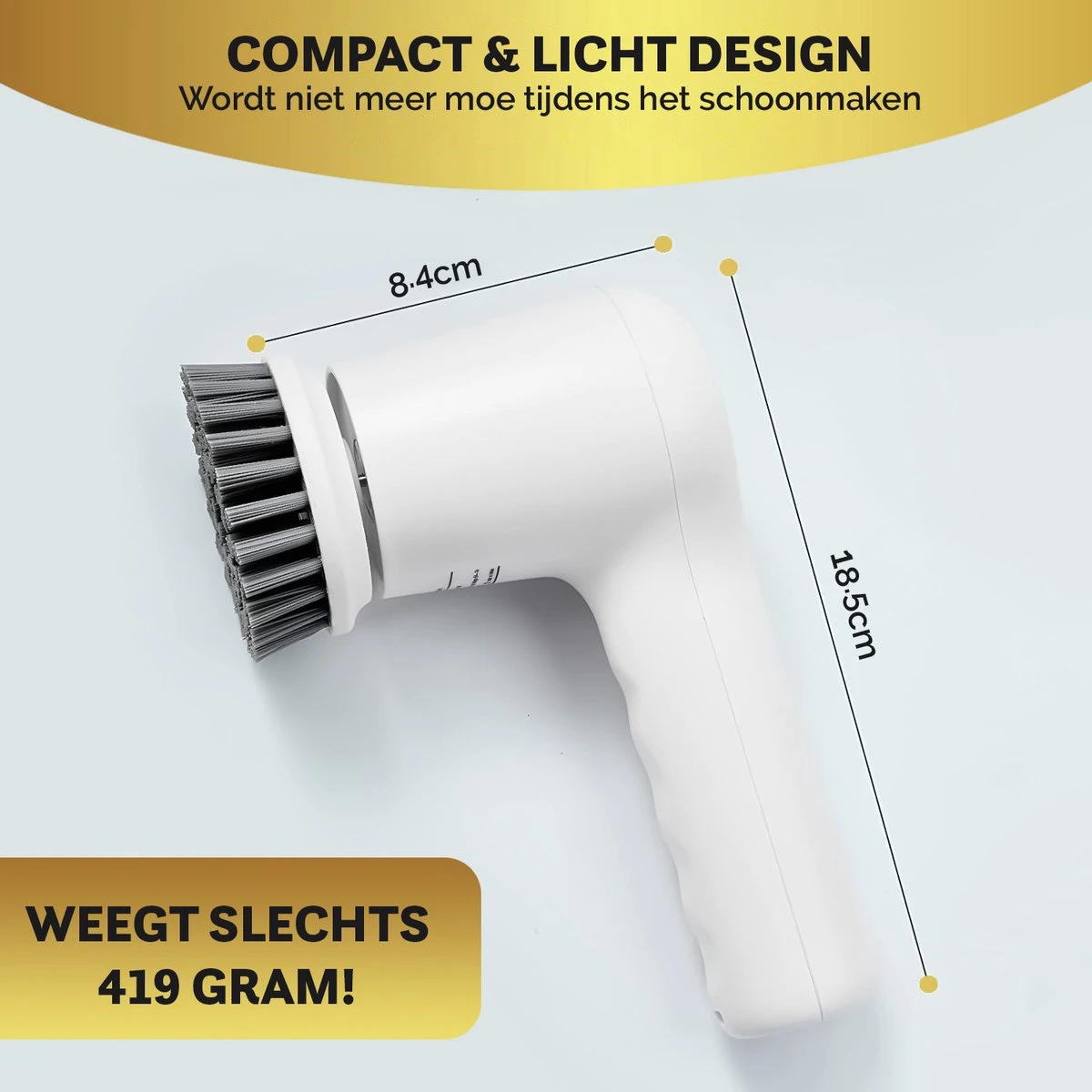 MostEssential Premium Elektrische Schoonmaakborstel 2023 Model – Elektrische Schrobber - Schrobborstel - Poetsmachine – Voor Badkamer Of Keuken - Inclusief 4 Borstelkoppen 7 MostEssential Premium Elektrische Schoonmaakborstel 2023 Model – Elektrische Schrobber - Schrobborstel - Poetsmachine – Voor Badkamer Of Keuken - Inclusief 4 Borstelkoppen - Afbeelding 7