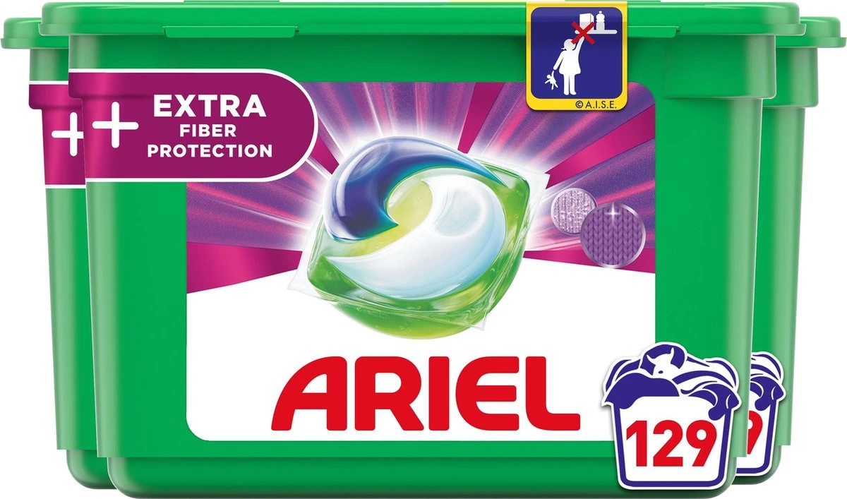 Ariel All In 1 Wasmiddel Pods +Vezelbescherming - 3x43 Wasbeurten - Voordeelverpakking 1 Ariel All In 1 Wasmiddel Pods +Vezelbescherming - 3x43 Wasbeurten - Voordeelverpakking