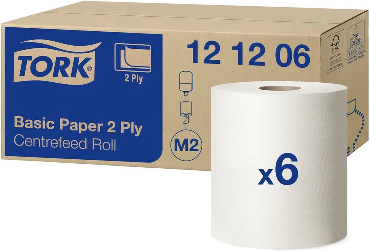 Poetsrol Tork M2 121206 2-laags - 20cm X 160m - 6 Rollen 11 Poetsrol Tork M2 121206 2-laags - 20cm X 160m - 6 Rollen - Afbeelding 11