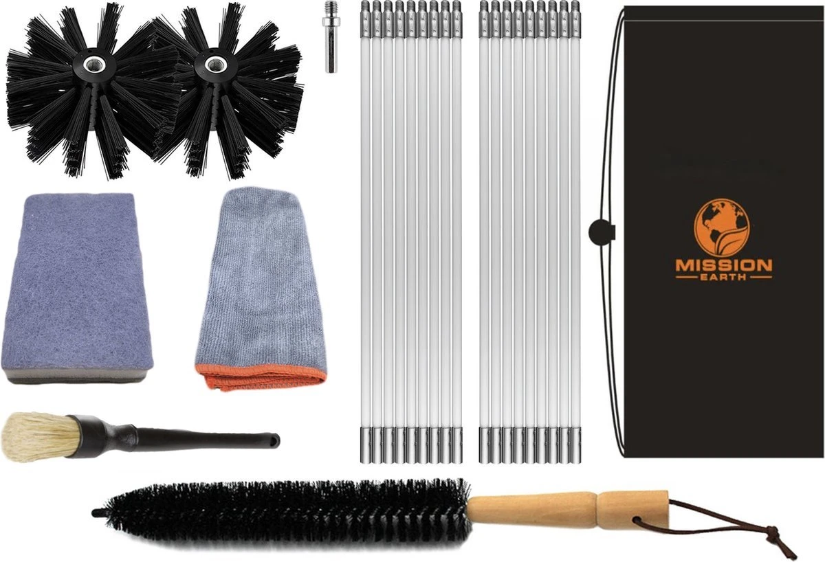Schoorsteenveegset - 8 Meter - 2 Borstelkoppen - Professioneel - Schoorsteen Borstel - Veegkit - Haardset Voor Houtkachel - Flexibel - Schoorsteenveger - Pelletkachel Accessoires - Schoorsteen Reiniger - Geschikt Voor Boormachines 1 Schoorsteenveegset - 8 Meter - 2 Borstelkoppen - Professioneel - Schoorsteen Borstel - Veegkit - Haardset Voor Houtkachel - Flexibel - Schoorsteenveger - Pelletkachel Accessoires - Schoorsteen Reiniger - Geschikt Voor Boormachines