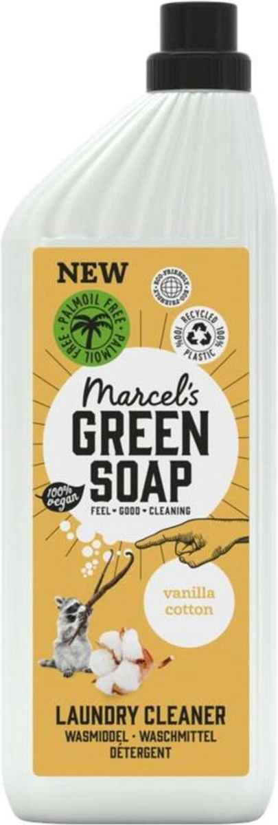 Marcel's Green Soap Wasmiddel Vanille & Katoen - 19 Wasbeurten - 1 Liter - Palmolievrij 1 Marcel's Green Soap Wasmiddel Vanille & Katoen - 19 Wasbeurten - 1 Liter - Palmolievrij
