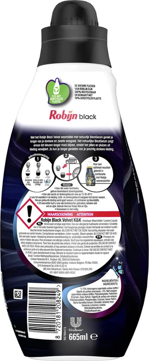 Robijn Klein & Krachtig Black Velvet Vloeibaar Wasmiddel - 8 X 19 Wasbeurten - Voordeelverpakking 4 Robijn Klein & Krachtig Black Velvet Vloeibaar Wasmiddel - 8 X 19 Wasbeurten - Voordeelverpakking - Afbeelding 4