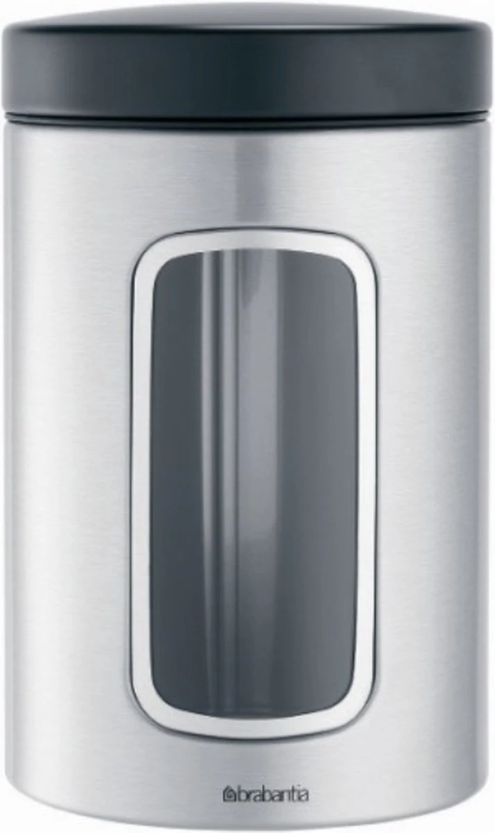 Brabantia Voorraadbus - 1,4 L - Matt Steel Fingerprint Proof / Matt Black Deksel - Met Venster 1 Brabantia Voorraadbus - 1,4 L - Matt Steel Fingerprint Proof / Matt Black Deksel - Met Venster
