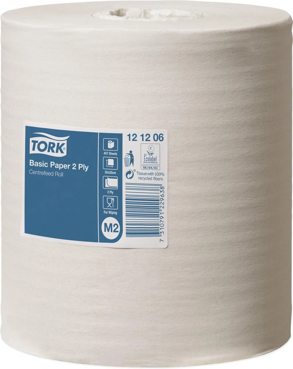 Poetsrol Tork M2 121206 2-laags - 20cm X 160m - 6 Rollen 3 Poetsrol Tork M2 121206 2-laags - 20cm X 160m - 6 Rollen - Afbeelding 3